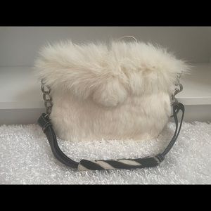 Rabbit Fur Shoulder Strap Hobo Bag